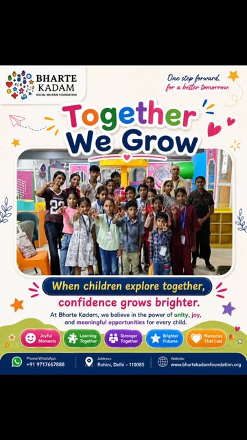 Children and volunteers together at a Bharte Kadam Foundation activity