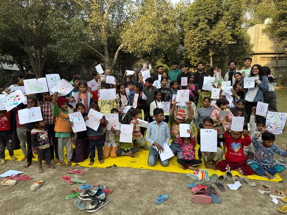 BKF volunteers and children during an outdoor learning activity